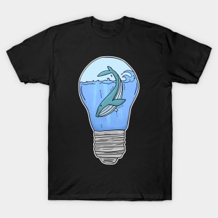 Blue Whale in a lightbulb creative handdrawn Gift T-Shirt